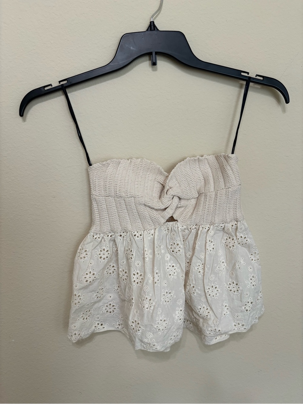 Forever 21 Cream Crochet Strapless Top